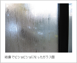 結露でビショビショになったガラス面