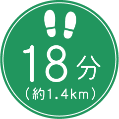 徒歩18分（約1.4km）