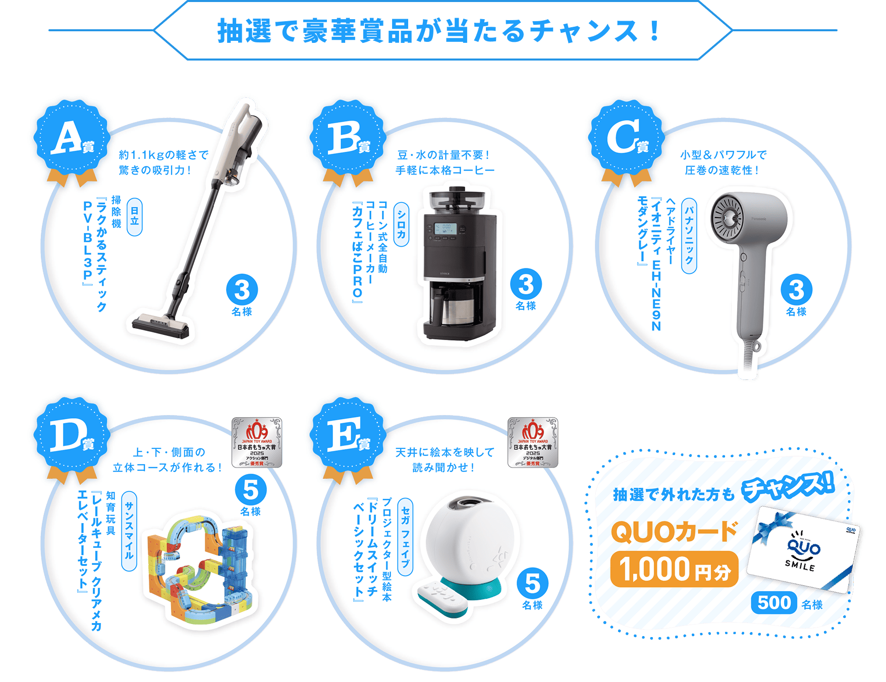 抽選で豪華賞品が当たるチャンス！