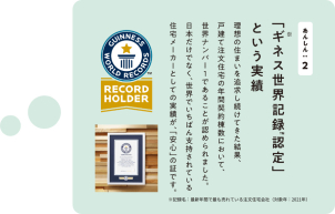 住宅メーカーとして『３年連続世界一』に選ばれた実績が『安心』の証です。