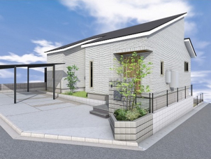 和モダンの和室と LDK のつながる32坪４LDKの平屋のお住まいです。動線にこだわった間取り、ぜひお伺い下さい。

