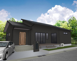 スタイリッシュなブラックの外観。太陽光パネルで月々の光熱費を削減！！また、メンテナンス費も削減！？
