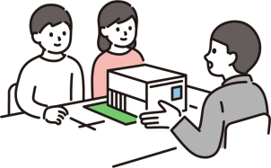 展示場では、間取り、お金、性能、土地など、家づくりに関する無料相談を行っています。今すぐの方も、そうでない方も、どうぞお気軽にご相談ください。