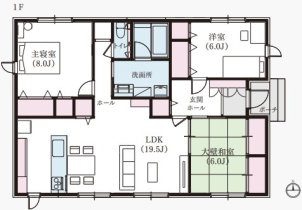 約29坪、3LDKの平屋です！
各居室が最低6帖以上ある、一つひとつの空間にゆとりがある設計。
家族それぞれの個室が離れ、音漏れが気にならない間取り配置となっております！