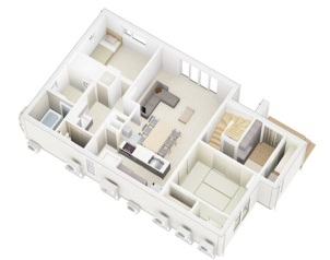 1階に和室と洋室がそれぞれ1部屋あります。