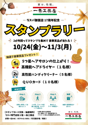 ラスパ御嵩店17周年記念！2か所を回って豪華賞品が当たるスタンプラリー開催！