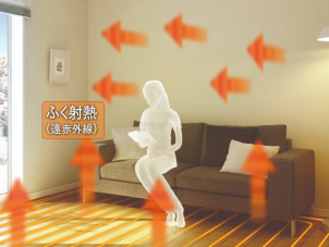 いつでも、どこにいても体の芯から暖かい、標準仕様の全館床暖房