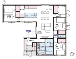 玄関正面やLDK正面に広がる中庭が暮らしに小さな安らぎを届けます♪