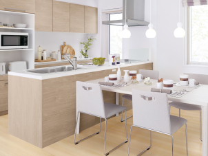 お料理しながらリビングを眺められる、開放的なオープンキッチン。収納力も豊富です。（画像はイメージです）