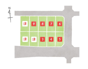 西側3区画は既に売れてしまいました…。残り7区画です。