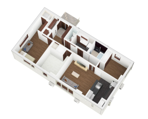 約5.5帖の勾配天井で平屋でも開放感抜群
