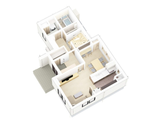 玄関から洗面所やリビングにつながる生活導線がスムーズな間取です。