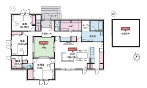 ロの字の中庭を採用された平屋です。ぜひこだわりのお家をご覧くださいませ！