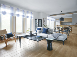 家事同線に優れた家族が自然と集まるリビング空間