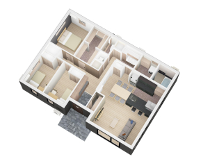 プライベートスペースとパブリックスペースを分ける間取り