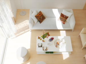 大きい吹き抜けがリビングを明るく照らしてくれます！