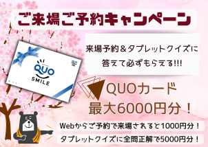 Webから予約が断然お得！！！
お得なご来場予約キャンペーン中☆
