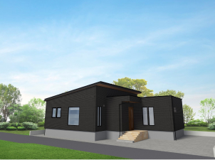 ブラックの映えるスタイリッシュな平屋建て♪