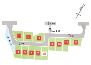 全12区画の分譲地です。周辺には公園もありお子様が安全に遊べます。