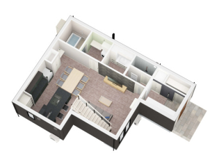 L字のLDKには開放的な吹抜け
玄関とLDKと水回りは全て引き戸で繋がる回遊動線