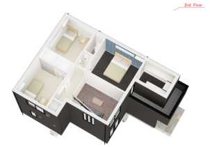 冬は『全館床暖房』
夏は２階の廊下に設置したエアコンで全館空調を体現