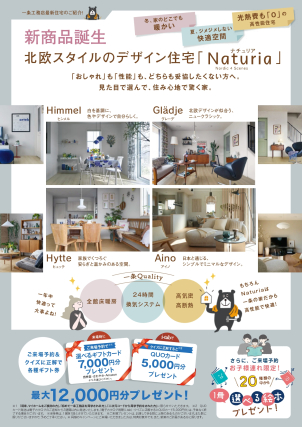 新商品誕生！
北欧スタイルのデザイン住宅「Naturia」