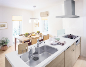 約18帖のLDK。
一条工務店オリジナルキッチンの『ラシックキッチン』も一緒にご覧いただけます。
※画像はイメージです。