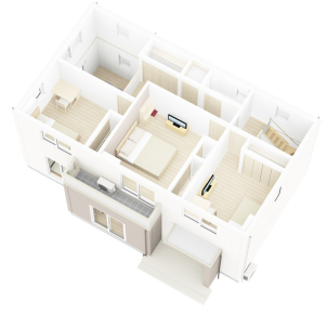 主寝室に加えて洋室が2部屋あり、家族それぞれのプライベート空間をしっかり確保。各部屋のクローゼットに加え、廊下沿いにも大型の収納スペースを完備。すっきりとした暮らしを叶える機能的な2階プランです。