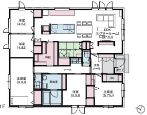 ゆったりとした平屋の間取りです。ぜひ現地でご確認ください！
