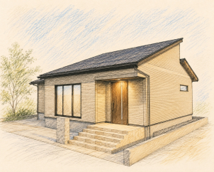 質感豊かな外壁とスタイリッシュな片流れ屋根が織りなす、一条工務店の「GRAND SMART」スタイル。
シンプルでありながら存在感のある外観デザインが、落ち着きと上質な暮らしを予感させます。