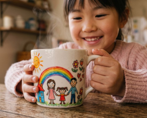 お子様のお絵描きが、そのままデザインに！世界に一つだけ！毎日使うのが楽しくなるマグカップを作ろう！