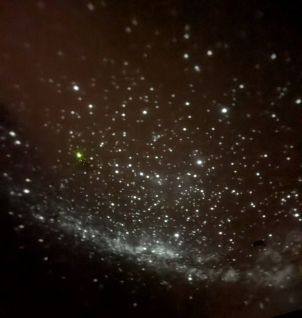 昼でも雨でも星空体験可能な「プラネタリウム」もご用意しています。一条の静かなお部屋ならではのリラックス体験、ぜひお楽しみください。（↑実際のお部屋の画像です）