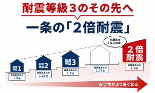 ２倍耐震採用住宅！
一条工務店が追求する「2倍耐震」。
その仕組みや特長について、ぜひ現場見学会で詳しくご案内します！