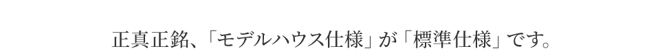 正真正銘、「モデルハウス仕様」が「標準仕様」です。