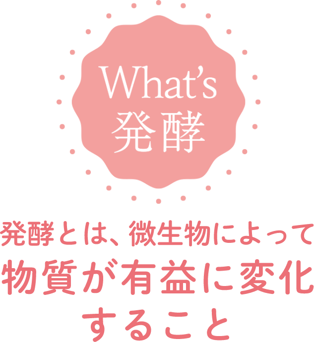 What's 発酵 発酵とは、微生物によって物質が有益に変化すること