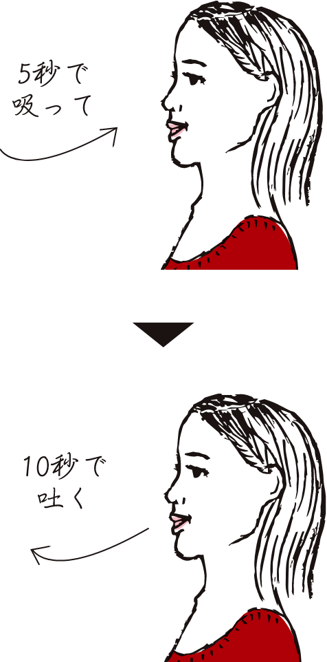 5秒吸って 10秒吐く