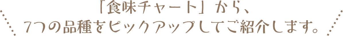 「食味チャート」から7つの品種をピックアップしてご紹介します。