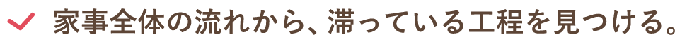 家事全体の流れから、滞っている工程を見つける。
