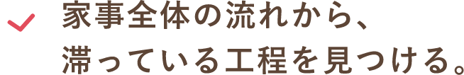 家事全体の流れから、滞っている工程を見つける。