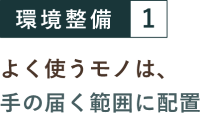 環境整備１ よく使うモノは、手の届く範囲に配置