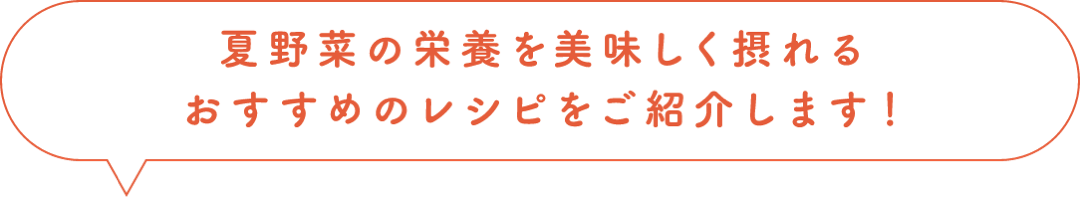 夏野菜の栄養を美味しく摂れる、おすすめのレシピをご紹介します！