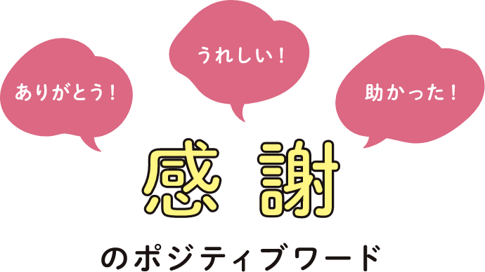 ありがとう! うれしい！ 助かった！ 感謝のポジティブワード