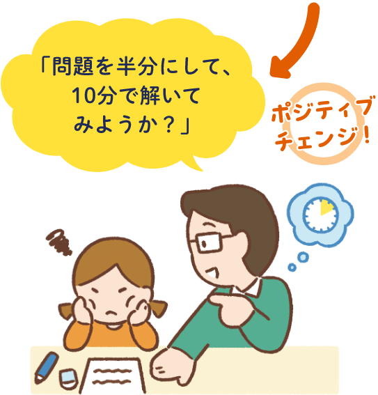 「問題を半分にして、10分で解いてみようか？」 ポジティブチェンジ！