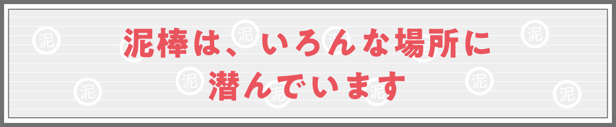 泥棒は、いろんな場所に潜んでいます
