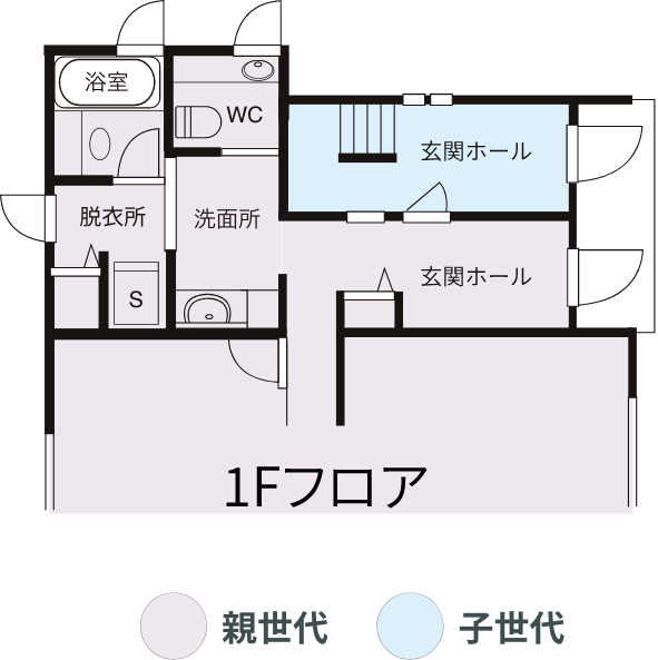 フロア別玄関の世帯の間取り図