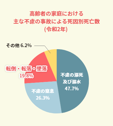 高齢者の家庭における主な不慮の事故による死因別死亡数