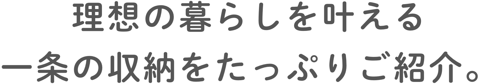 理想の暮らしを叶える一条の収納をたっぷりご紹介。