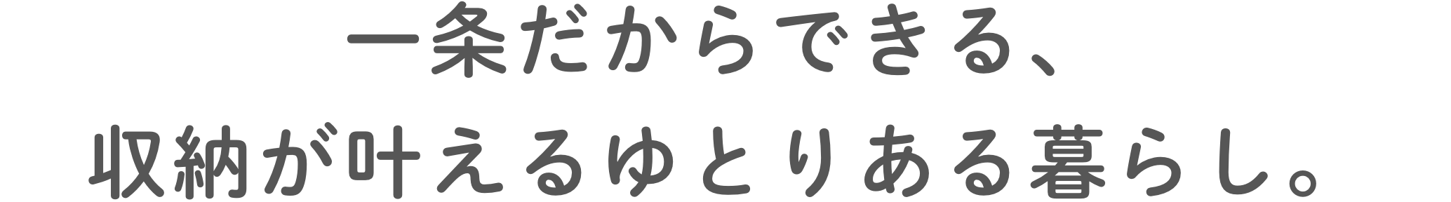 ⼀条だからできる、収納が叶えるゆとりある暮らし。