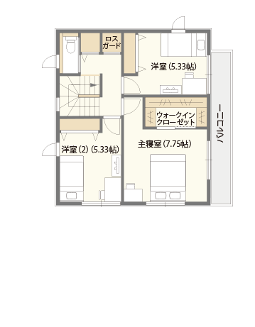 家事動線がスムーズな家 2階