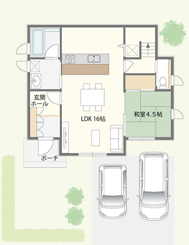 自然と家族が集う家 1階